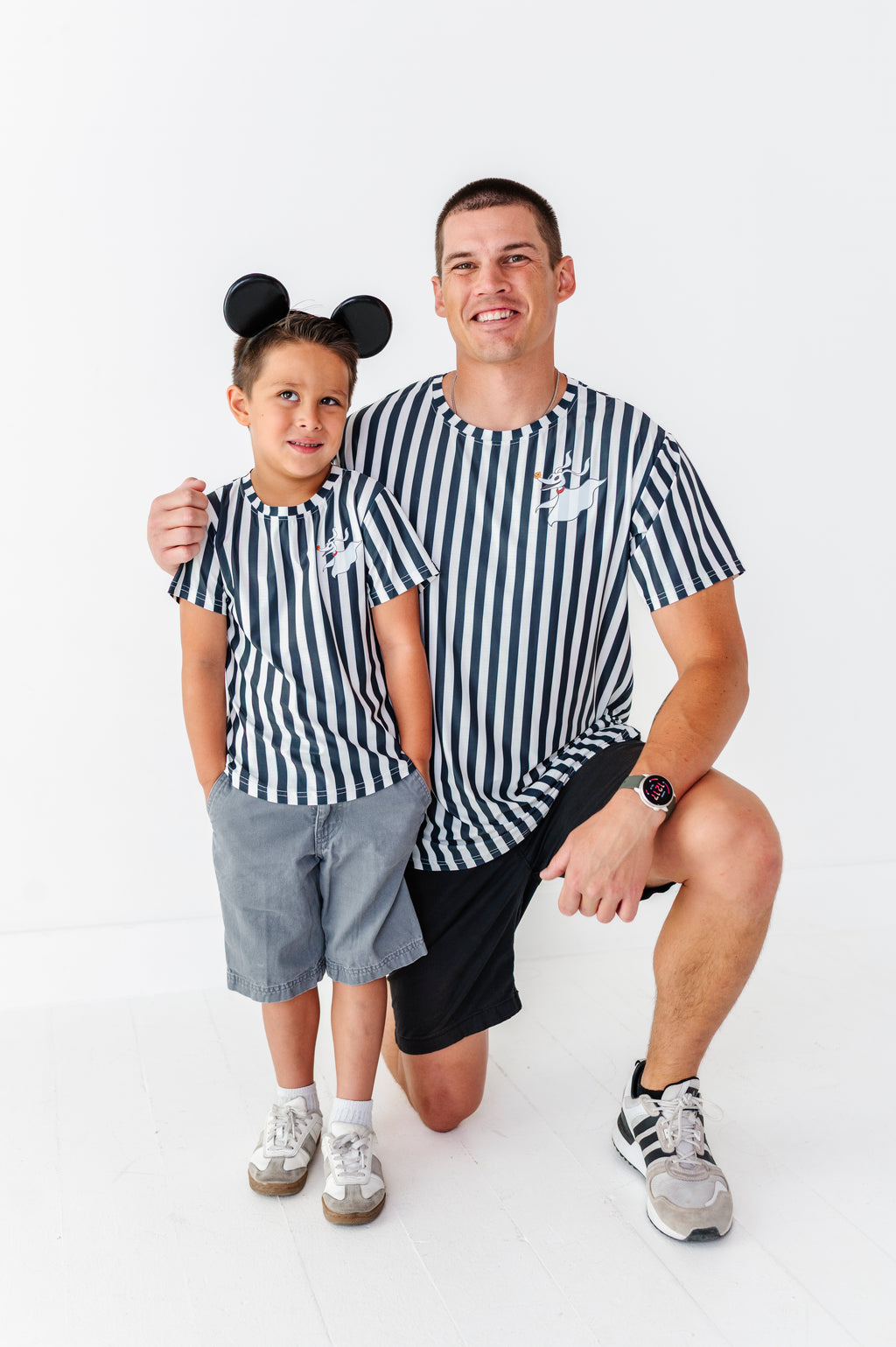 Midnight Stripe | ADULT Ruffle Mesh Dress
