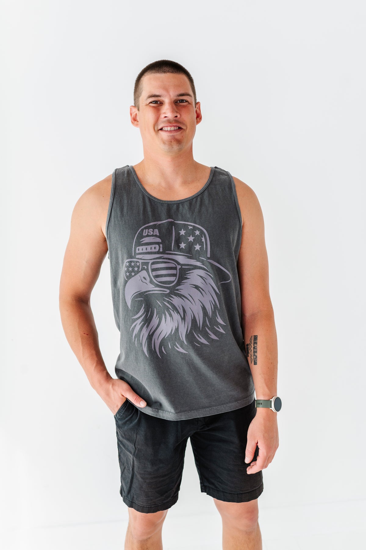 Monochrome Eagle | ADULT TANK (Grey)