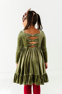 Sage | Velvet Bow Back Dress