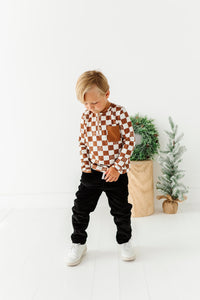 Black Corduroy | Lined Jogger Pants