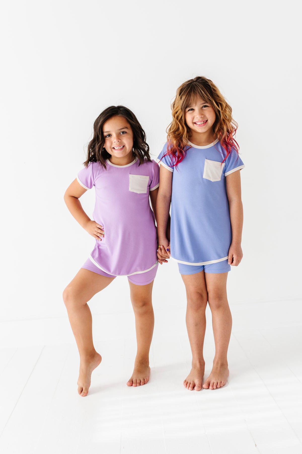 Periwinkle | Mini Dress + Biker Shorts RIB Set