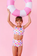 Confetti Check Bows | BANDEAU RUFFLE 2-PIECE