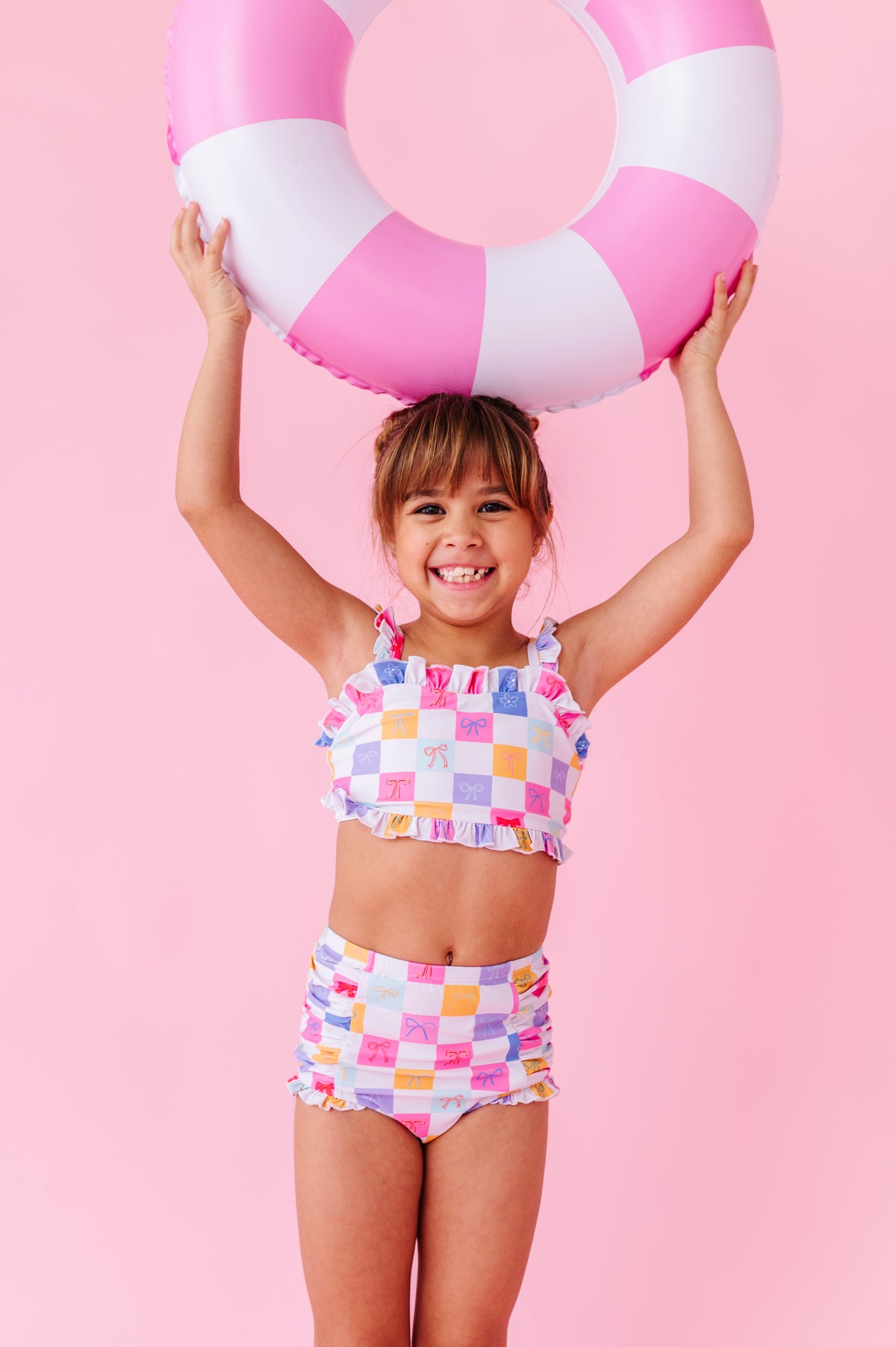Confetti Check Bows | BANDEAU RUFFLE 2-PIECE