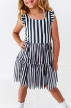Load image into Gallery viewer, Midnight Stripe | KIDS Ruffle Mesh Dress