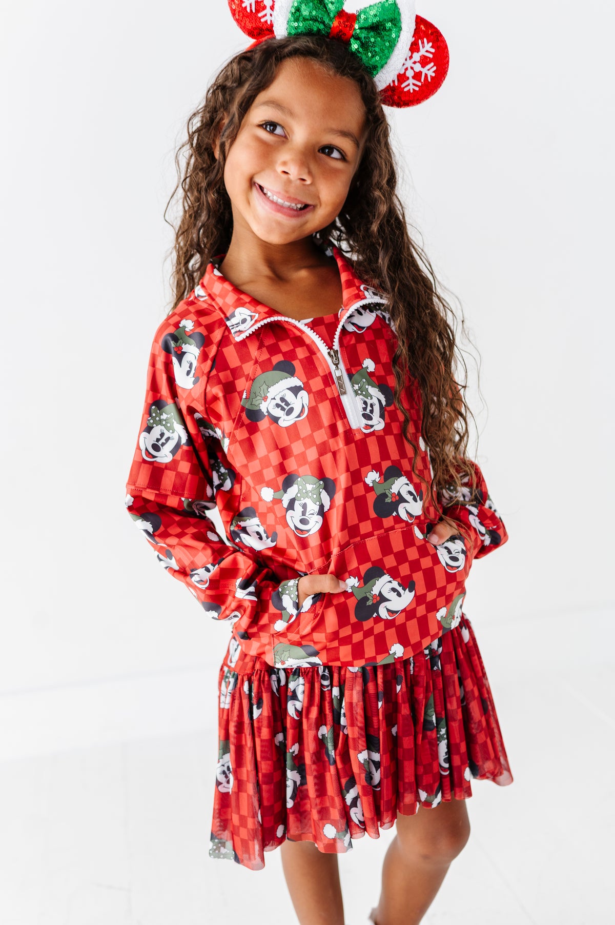 Minnie's Holly Check | KIDS 1/4th ZIP