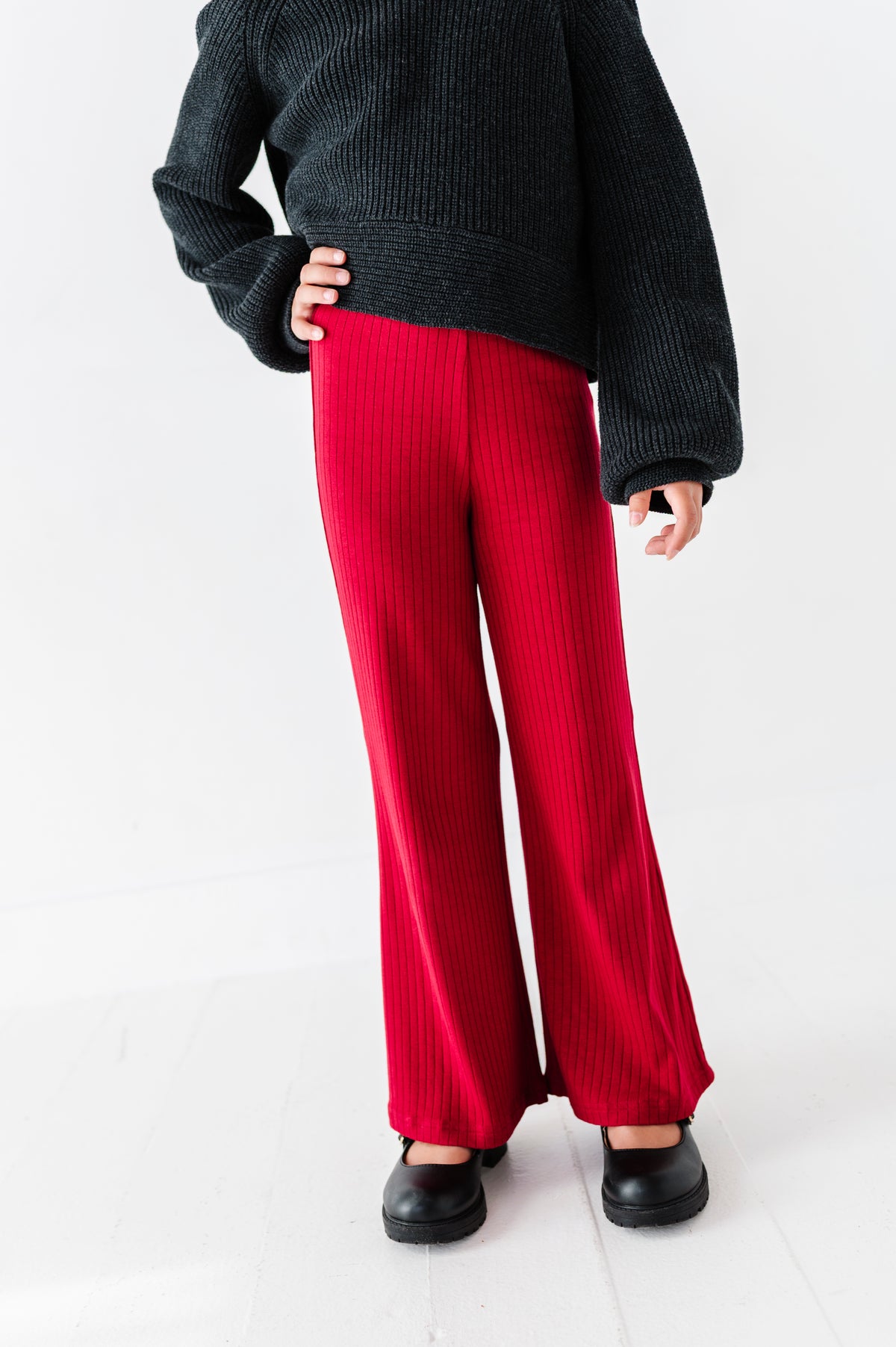 Holly Berry | Rib Wide Leg Pants