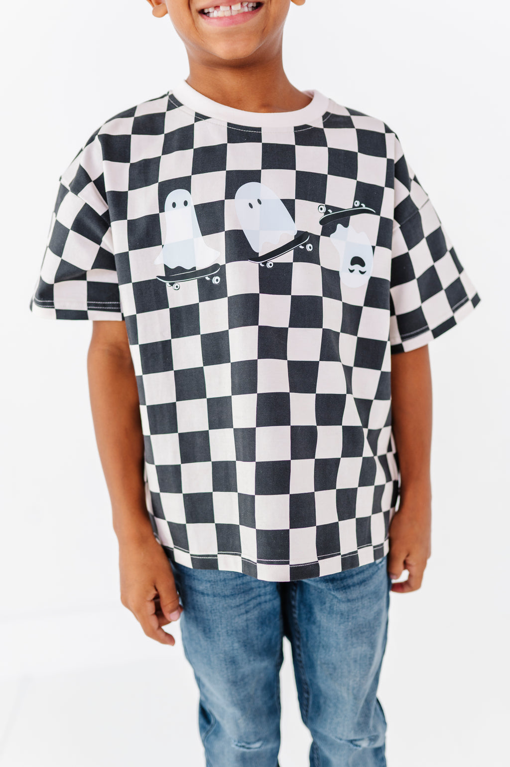 Skateboard Ghost | Checkered Boxy Tee