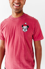 Load image into Gallery viewer, Green Outline Santa Mickey | ADULT RED Full Length TEE