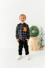 Load image into Gallery viewer, Black Plaid | HOODED HENLEY
