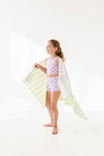 Load image into Gallery viewer, Violet Check: Boy Shorts TWO-PIECE