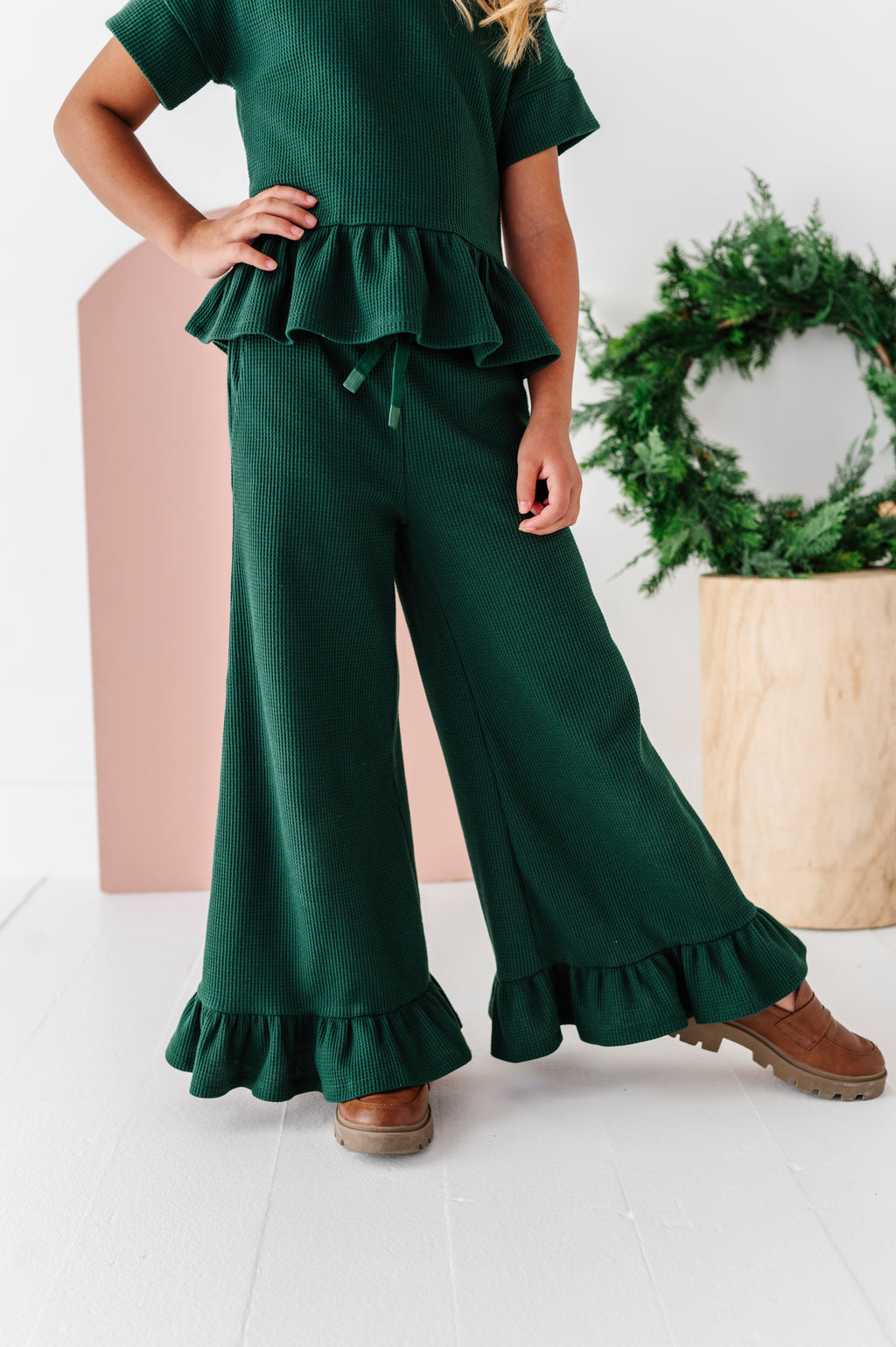 Hunter Green | Waffle Ruffle Set