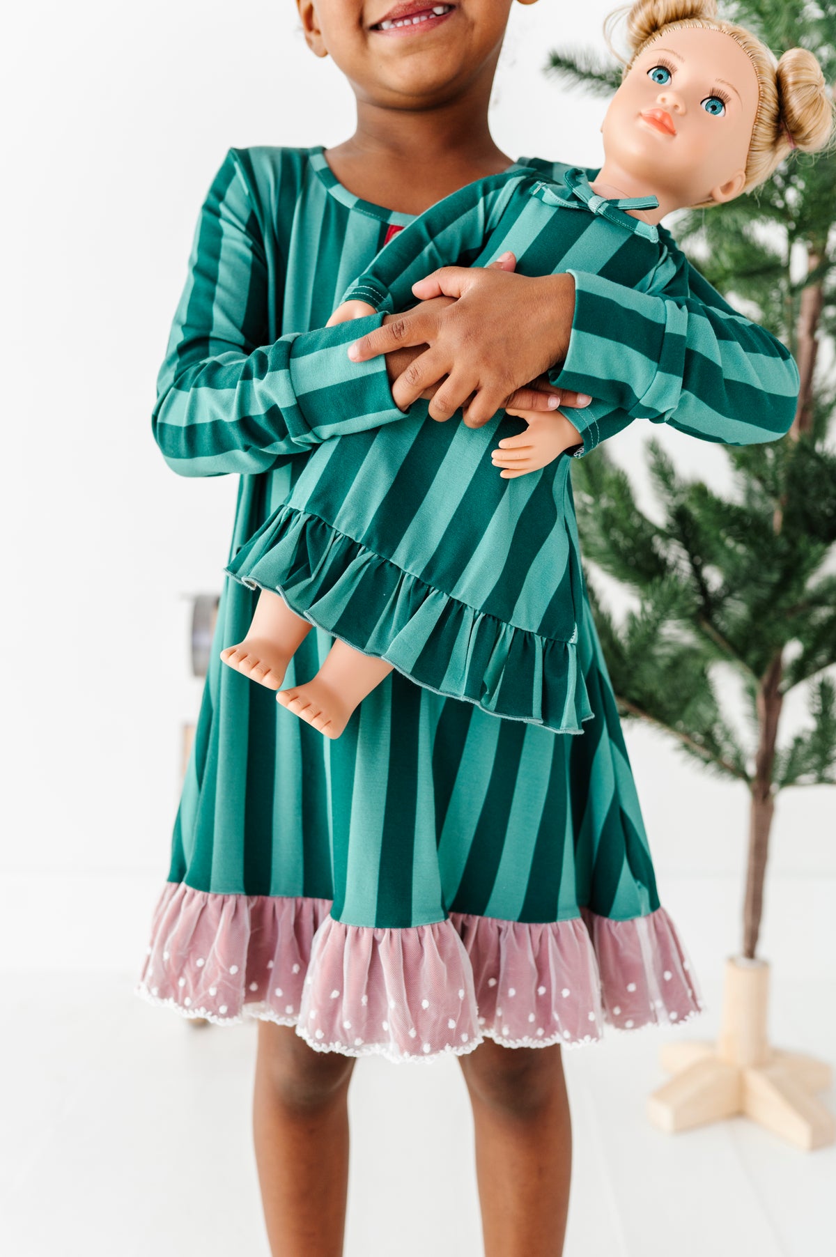 Evergreen Stripes | 18" DOLL DRESS