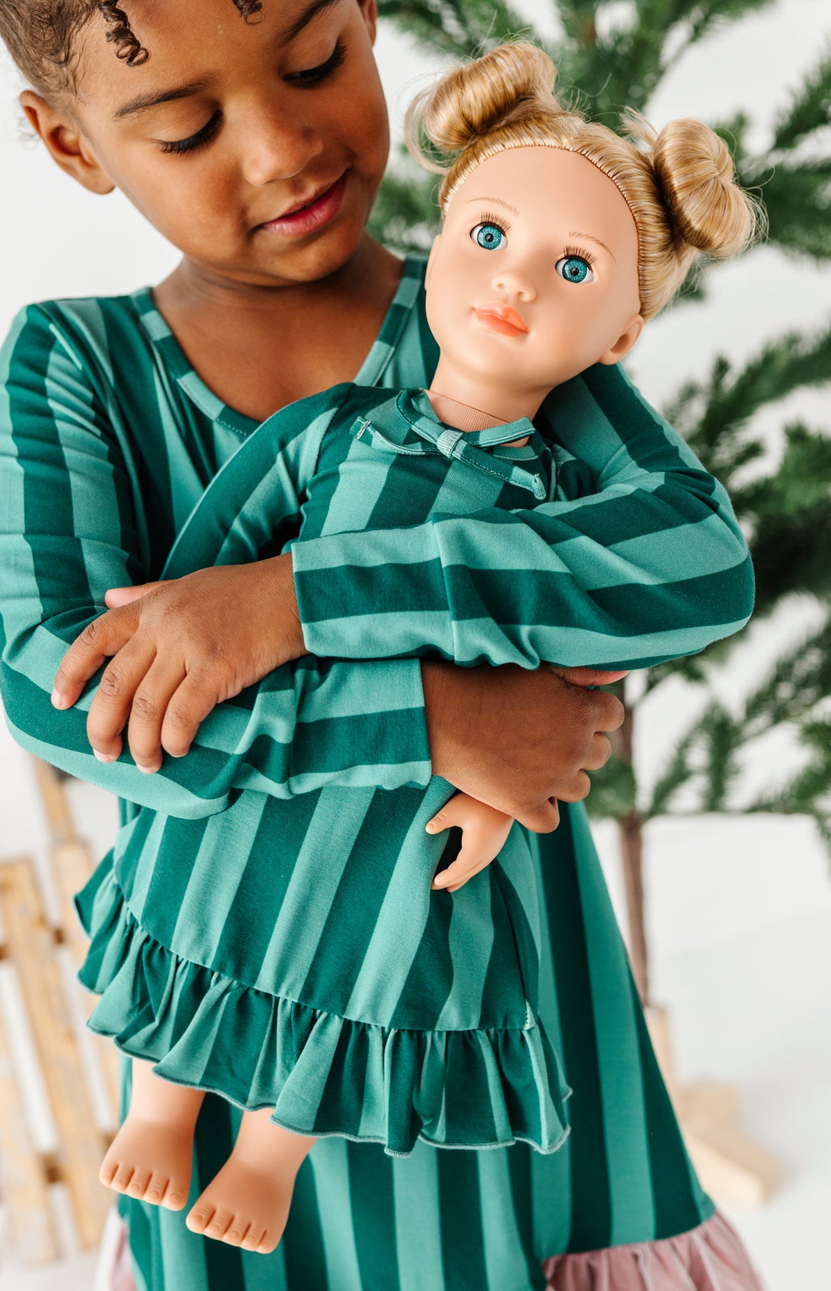Evergreen Stripes | 18" DOLL DRESS