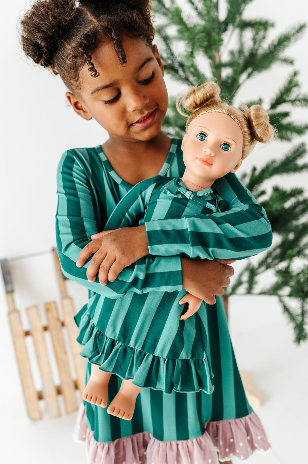 Evergreen Stripes | 18" DOLL DRESS