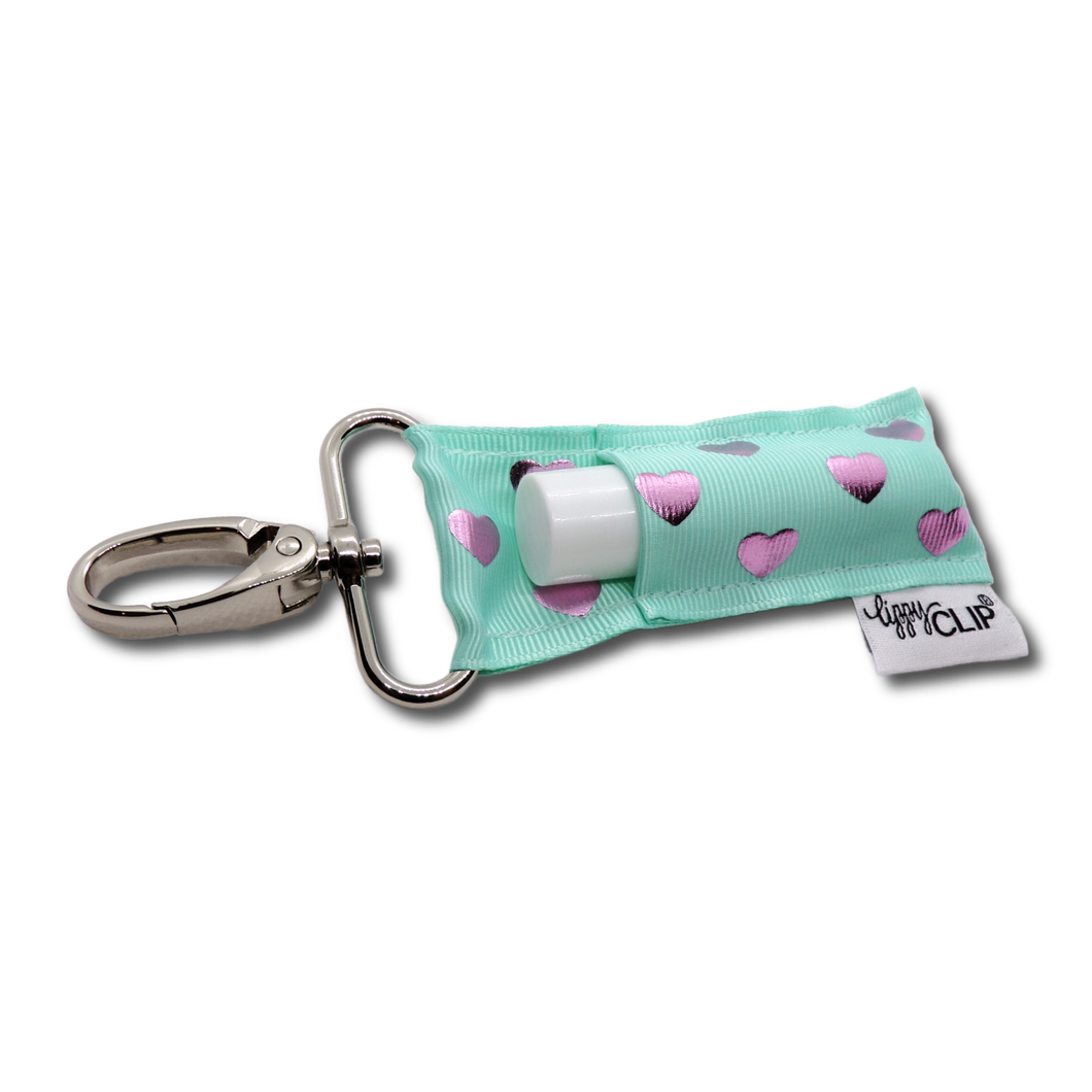 LippyClip® Chapstick Holder: Aqua Hearts