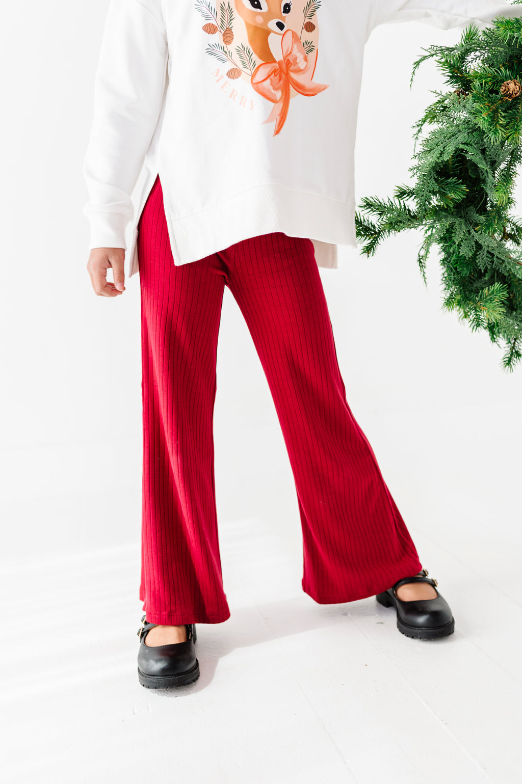 Holly Berry | Rib Wide Leg Pants