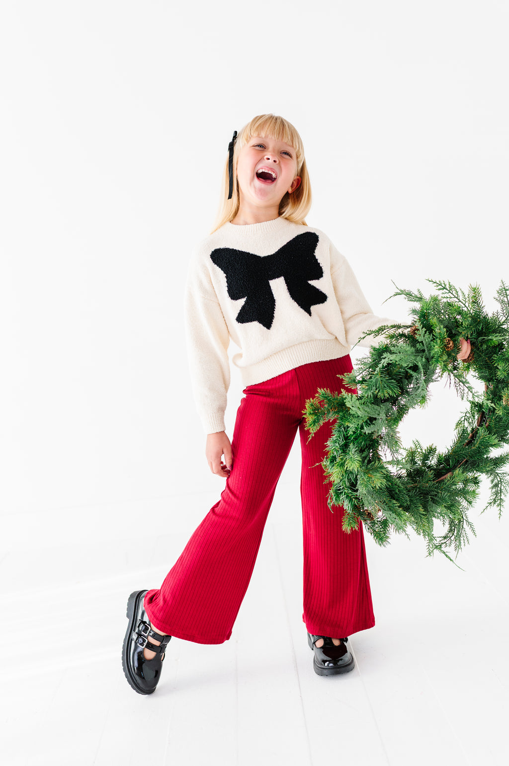 Holly Berry | Rib Wide Leg Pants