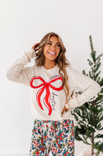 Load image into Gallery viewer, RED BOW (CREAM SHIRT) | Adult Long Sleeve Tee