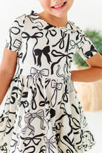 Load image into Gallery viewer, Cream Preppy Bow | Collard Twirl Dress