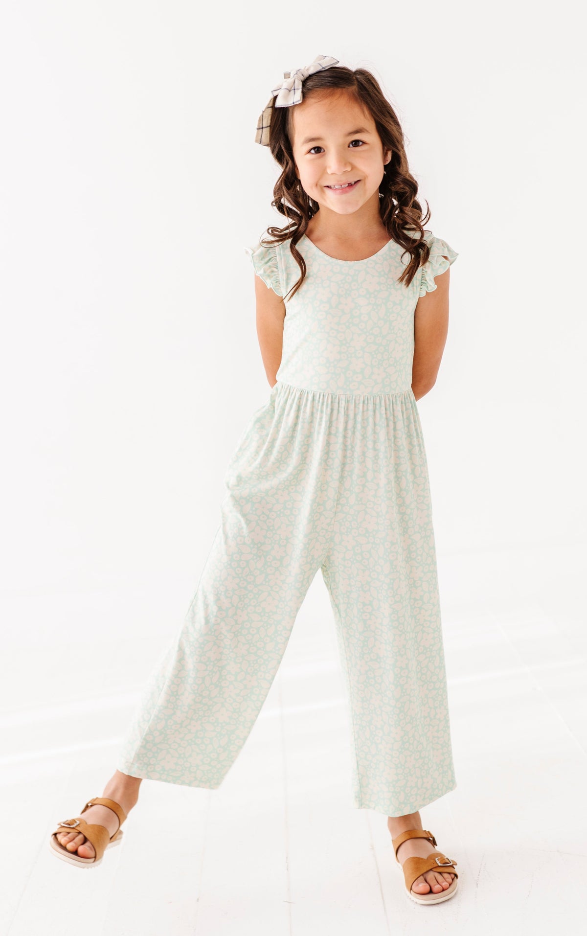 Minty FLORAL | Cropped Pant Romper