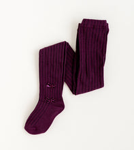 Load image into Gallery viewer, PLUM | Ribbed Mini Velvet Bow Tights