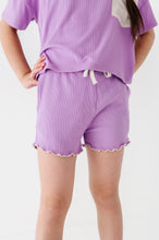 Load image into Gallery viewer, Pixie Purple | Boxy Crop + Shorts RIB Set