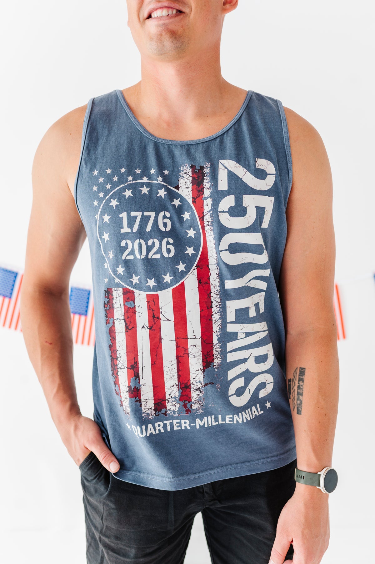 250 Year Flag | ADULT TANK (navy)