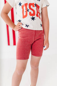 Red RIBBED | Biker Shorts
