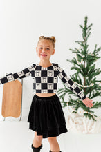 Load image into Gallery viewer, Checkered Bow | CROPPED Bow Back Long Sleeve Top