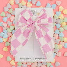 Load image into Gallery viewer, Lilac Checkered Fabric Bow on Clip