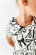 Load image into Gallery viewer, Cream Preppy Bow | Collard Twirl Dress