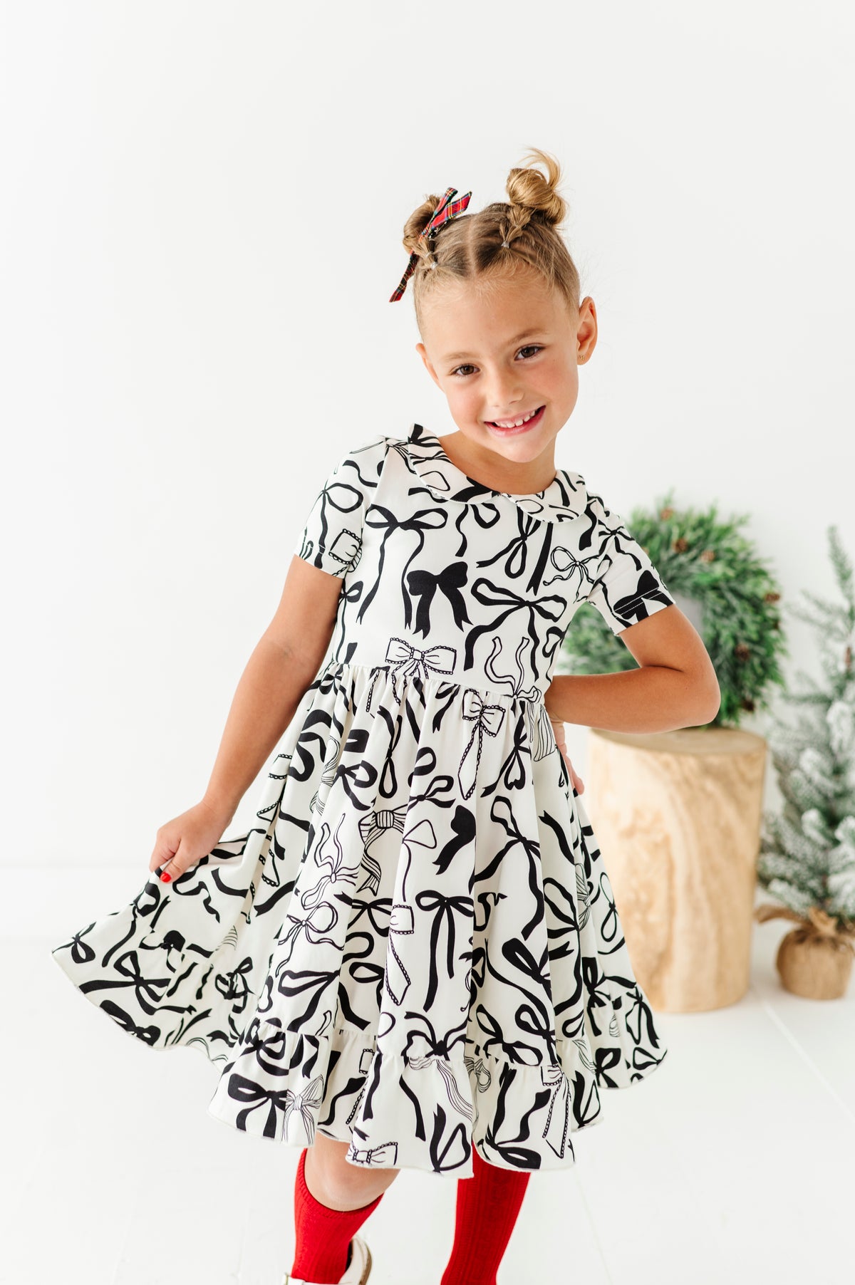 Cream Preppy Bow | Collard Twirl Dress