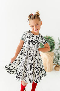 Cream Preppy Bow | Collard Twirl Dress