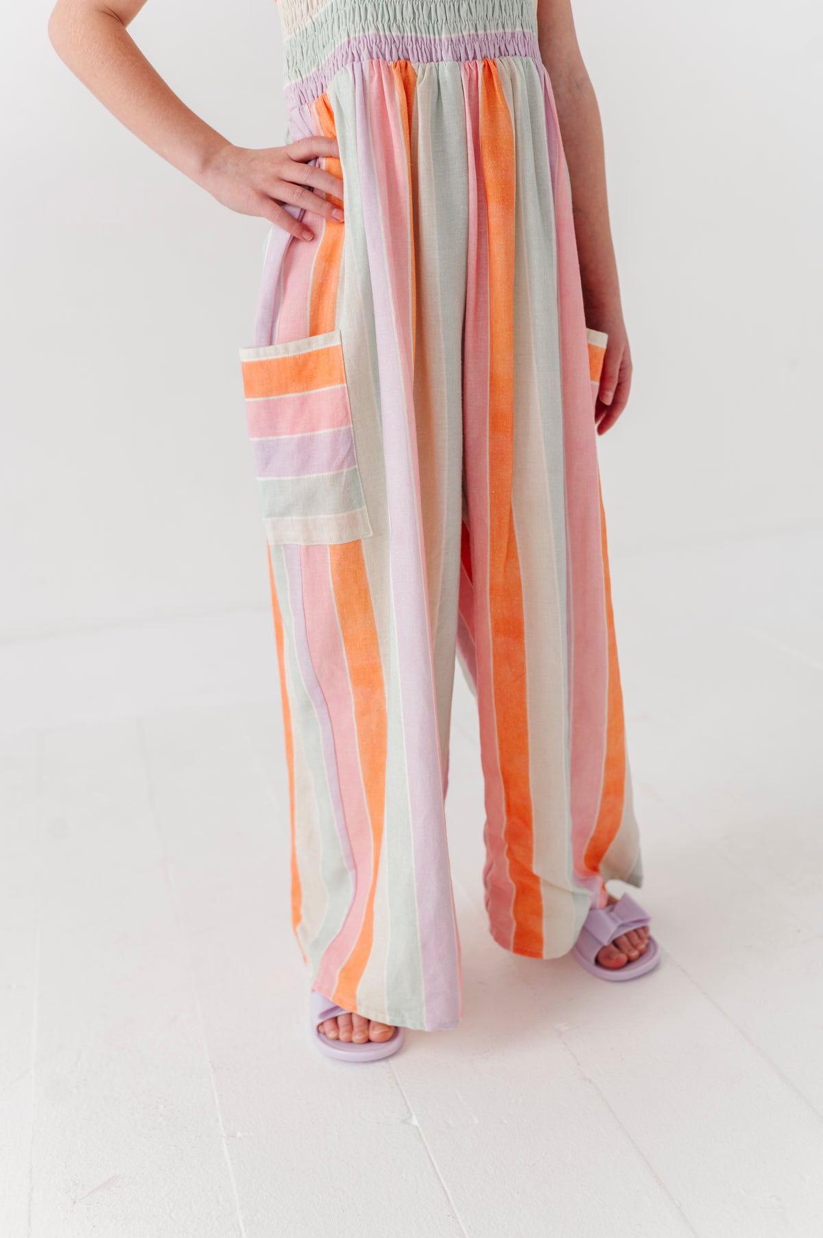 Sorbet Stripe | LINEN ROMPER