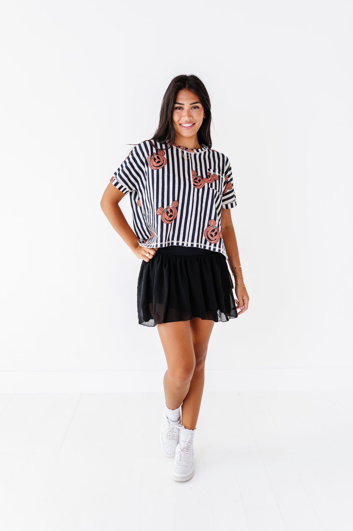 Striped Mickey Pumpkin | ADULT Boxy Crop