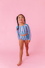 Load image into Gallery viewer, Cabanna Stripes | 1/4th ZIP RASHGUARD 2-PIECE