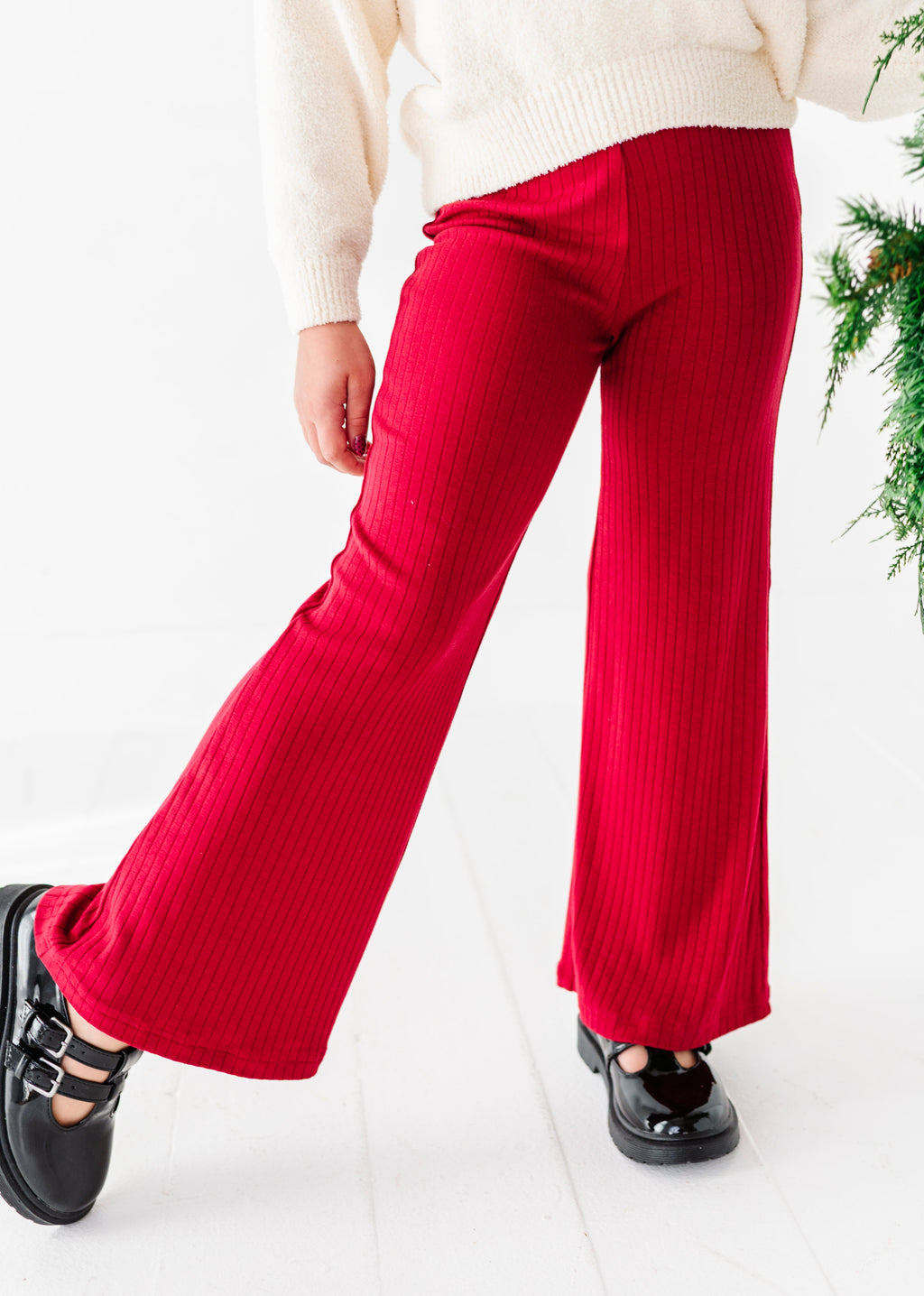 Holly Berry | Rib Wide Leg Pants