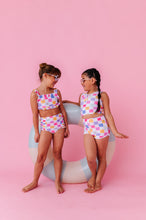 Load image into Gallery viewer, Confetti Check Bows | BOY SHORTS 2-PIECE