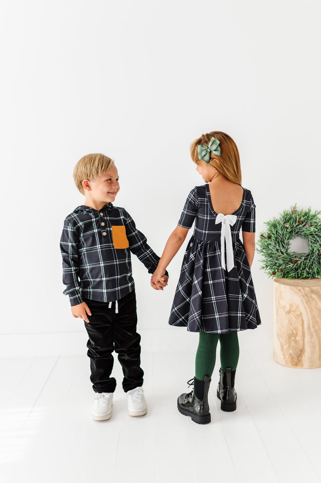Black Plaid | Scoop Back Dress