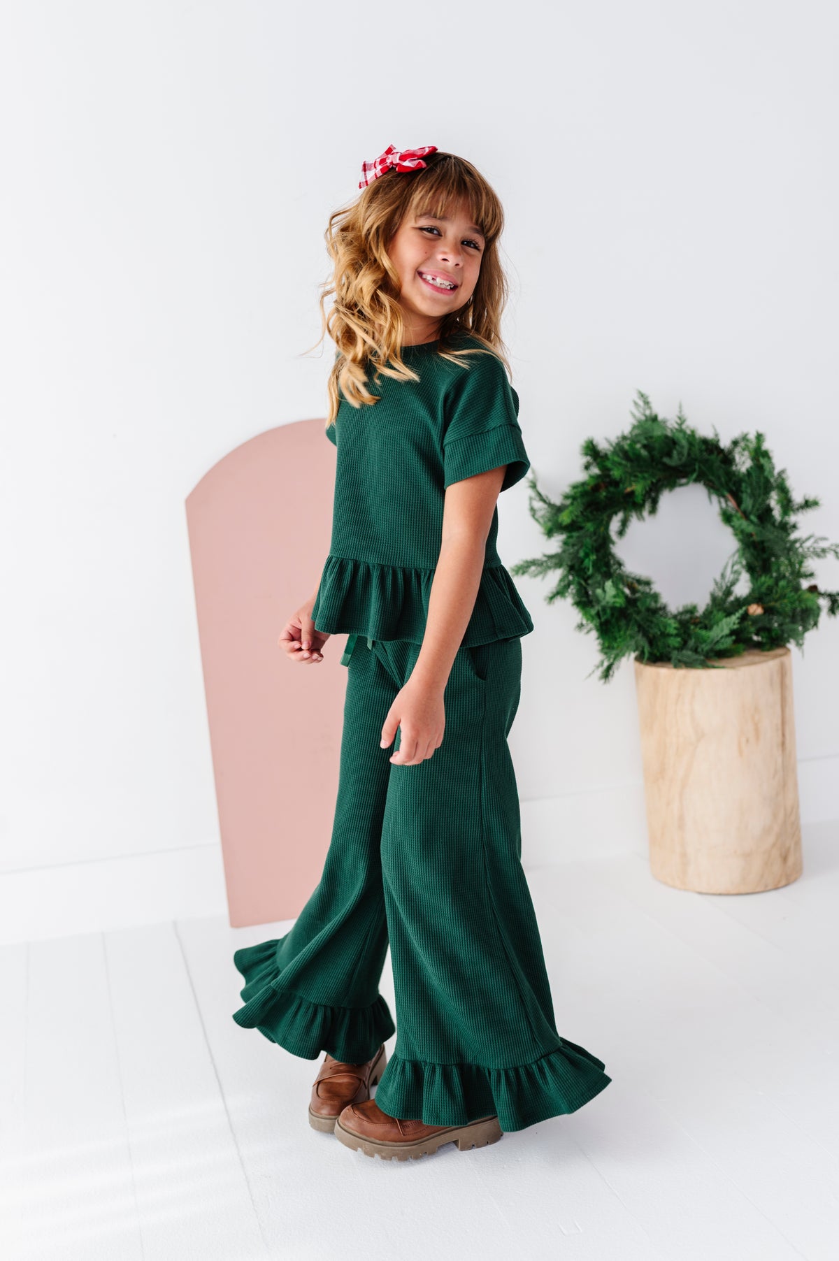 Hunter Green | Waffle Ruffle Set