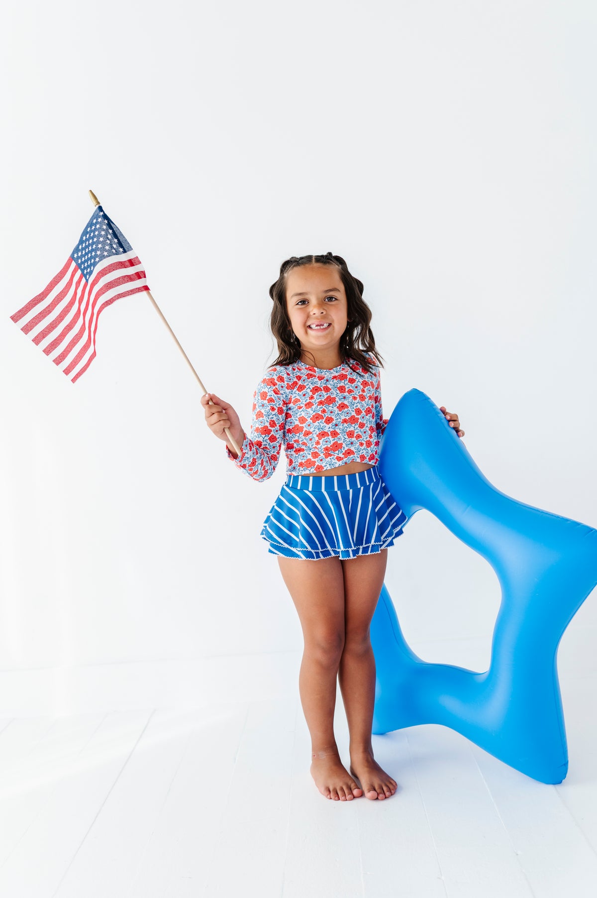 Ditsy 4th of July Floral | Rashguard Skirted 2-Piece