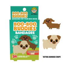 Load image into Gallery viewer, Kids Bandages | Wiener Dog + Pug (24 Count, Latex-Free)