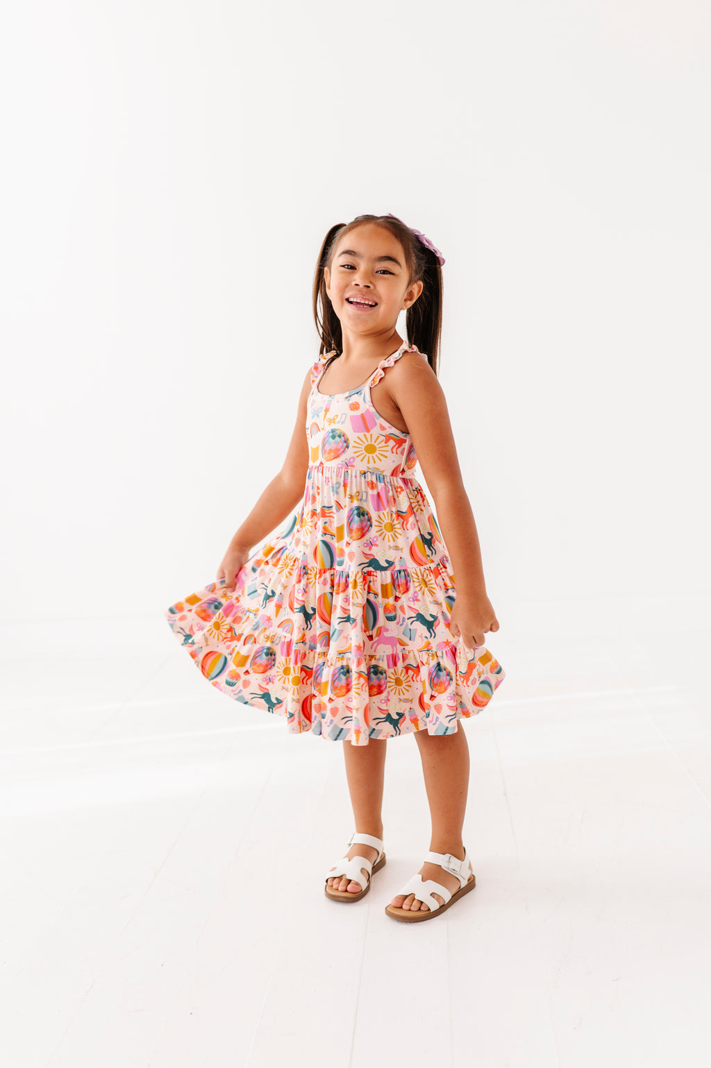 Retro Rainbow | Ruffle Bamboo Dress