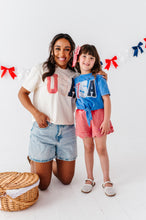 Load image into Gallery viewer, BLUE Patchwork USA | Tie Front Tee