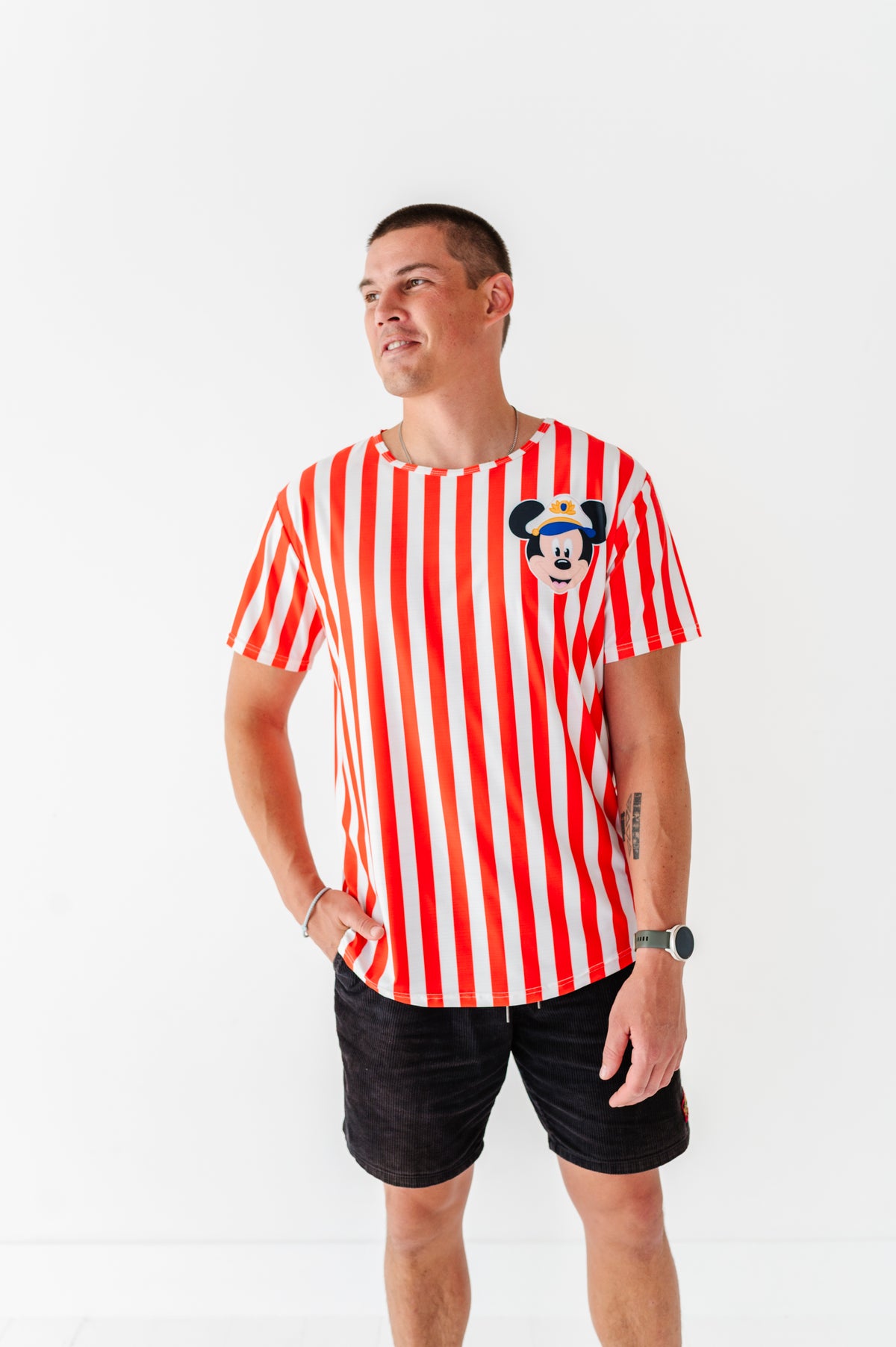 Mickey Pocket (RED STRIPES) | ADULT TEE