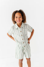 Load image into Gallery viewer, Mint Bay Stripes | BOYS LINEN SET