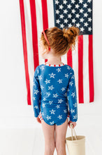 Load image into Gallery viewer, Navy Stars + Stripes | ONE-PIECE RASHGUARD