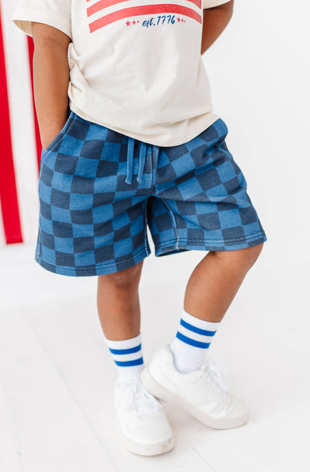 Dark Blue Check | BOYS Shorts