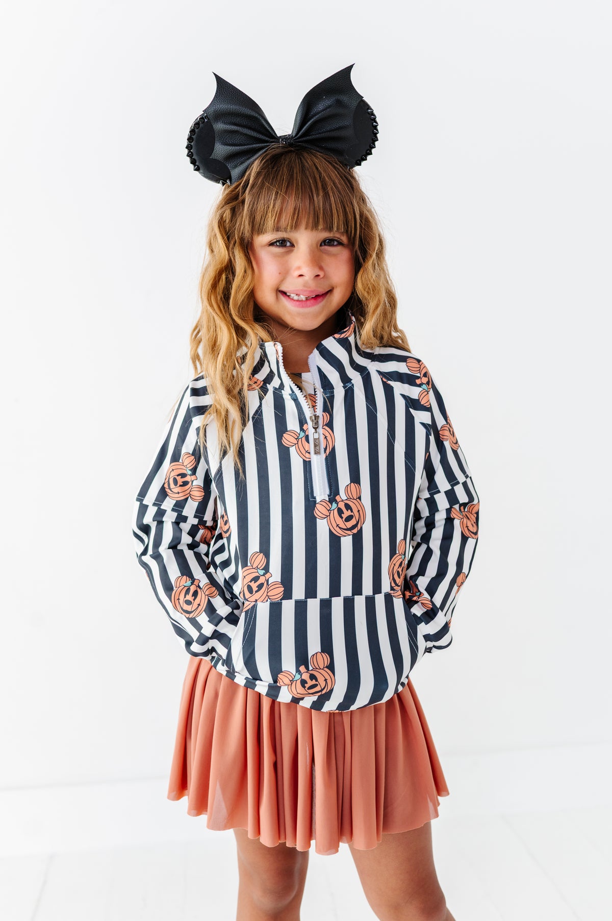Stripe Mickey Pumpkin | KIDS 1/4th ZIP