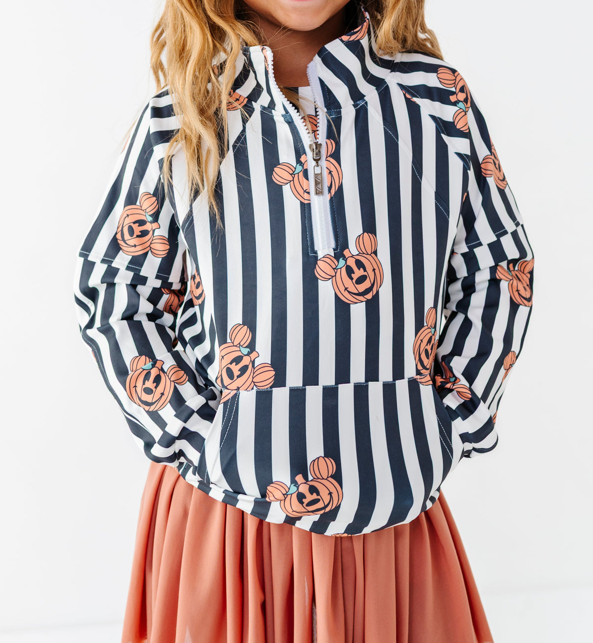 Stripe Mickey Pumpkin | ADULT 1/4th ZIP